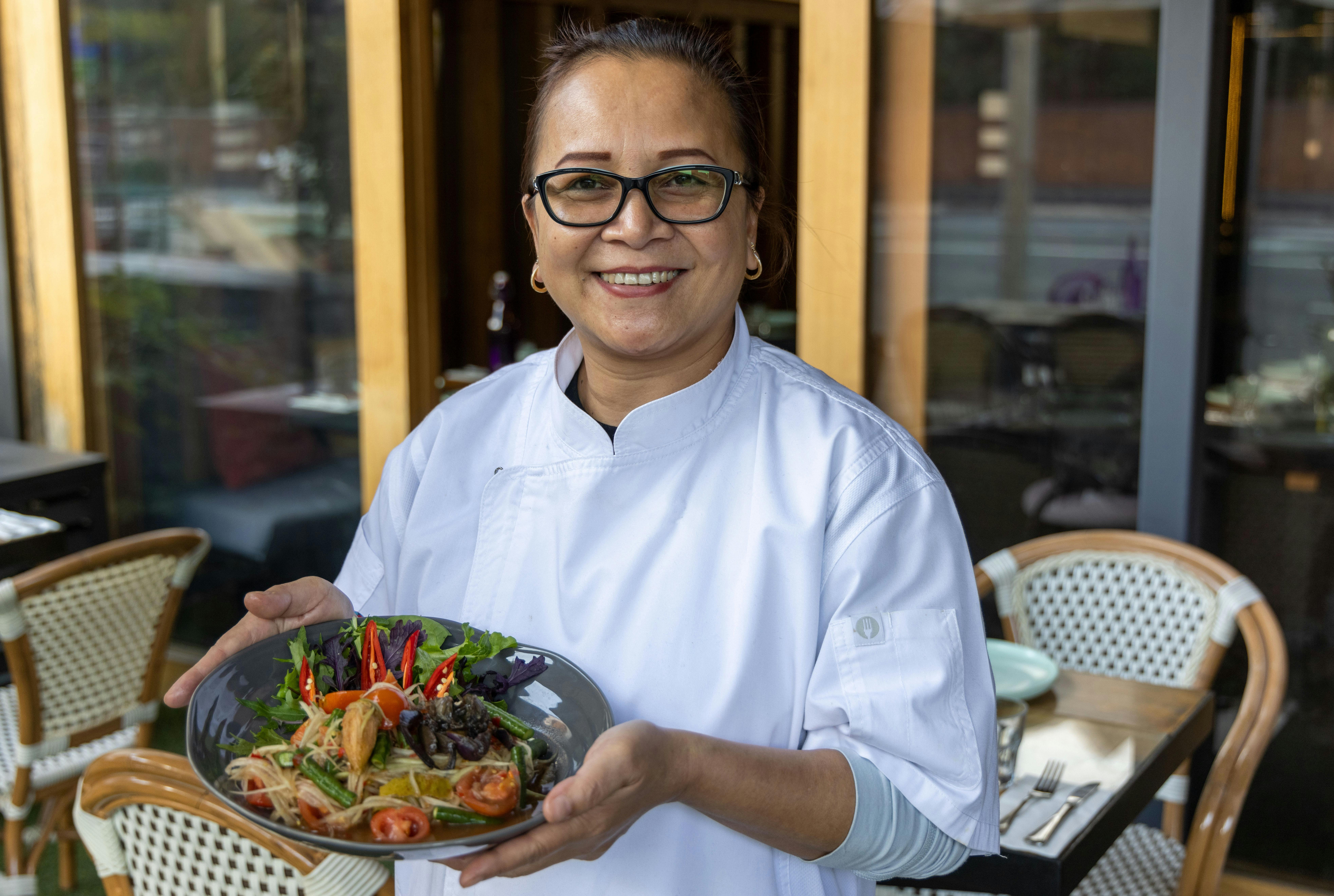 Boo with Traditional Isaan Papaya Salad