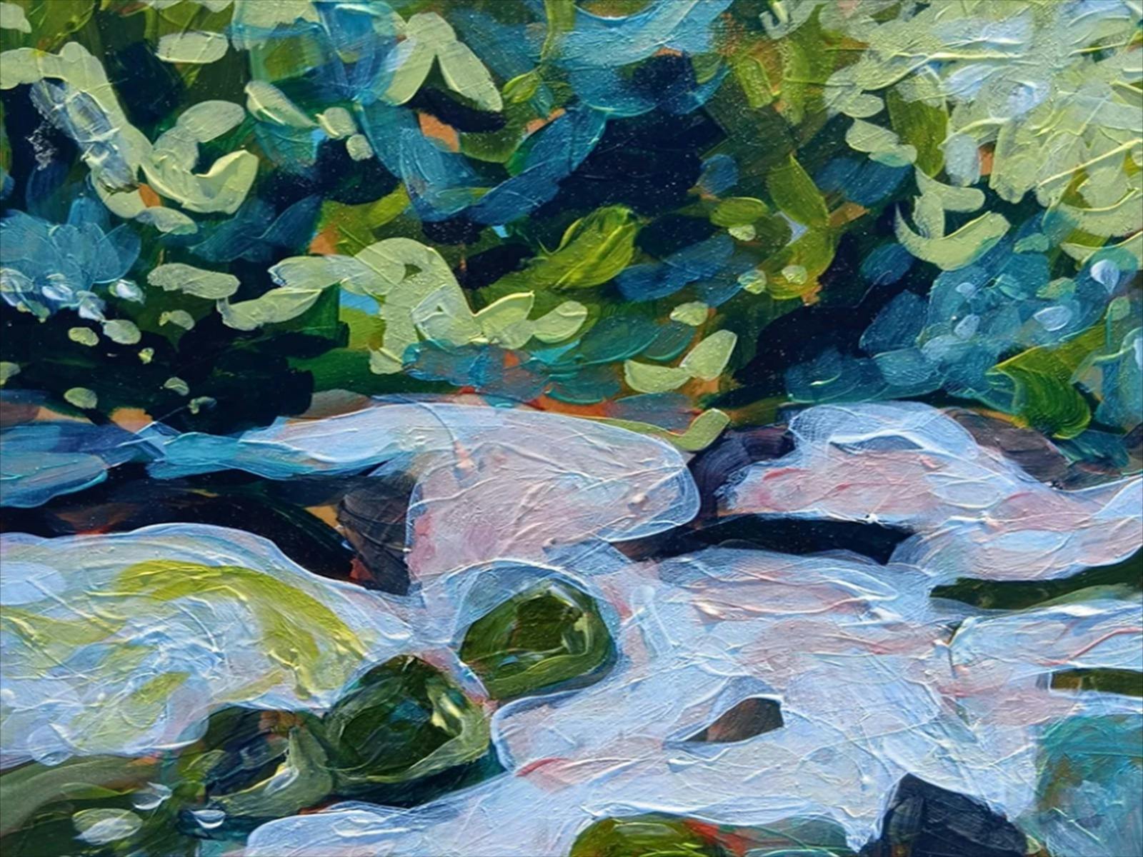 Abstract thick paint looks like a green lush landscape