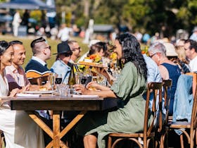 A long-table lunch surrounded by friends at Spicers Hidden Vale.