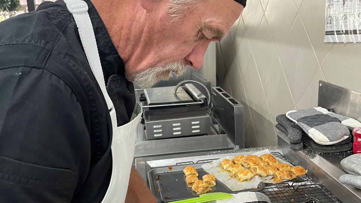 Picnic Society’s Baker, Steve creates French pastries,  savoury treats and handmade cakes on-site