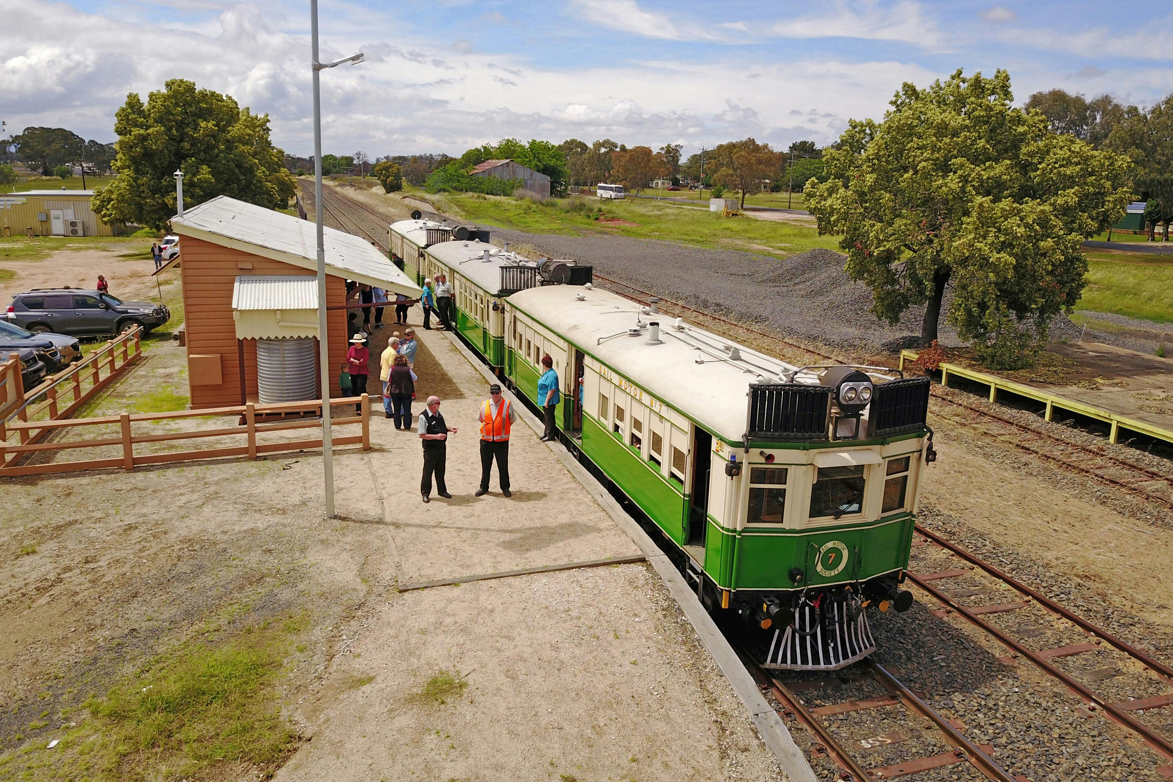Vintage Railmotor at station