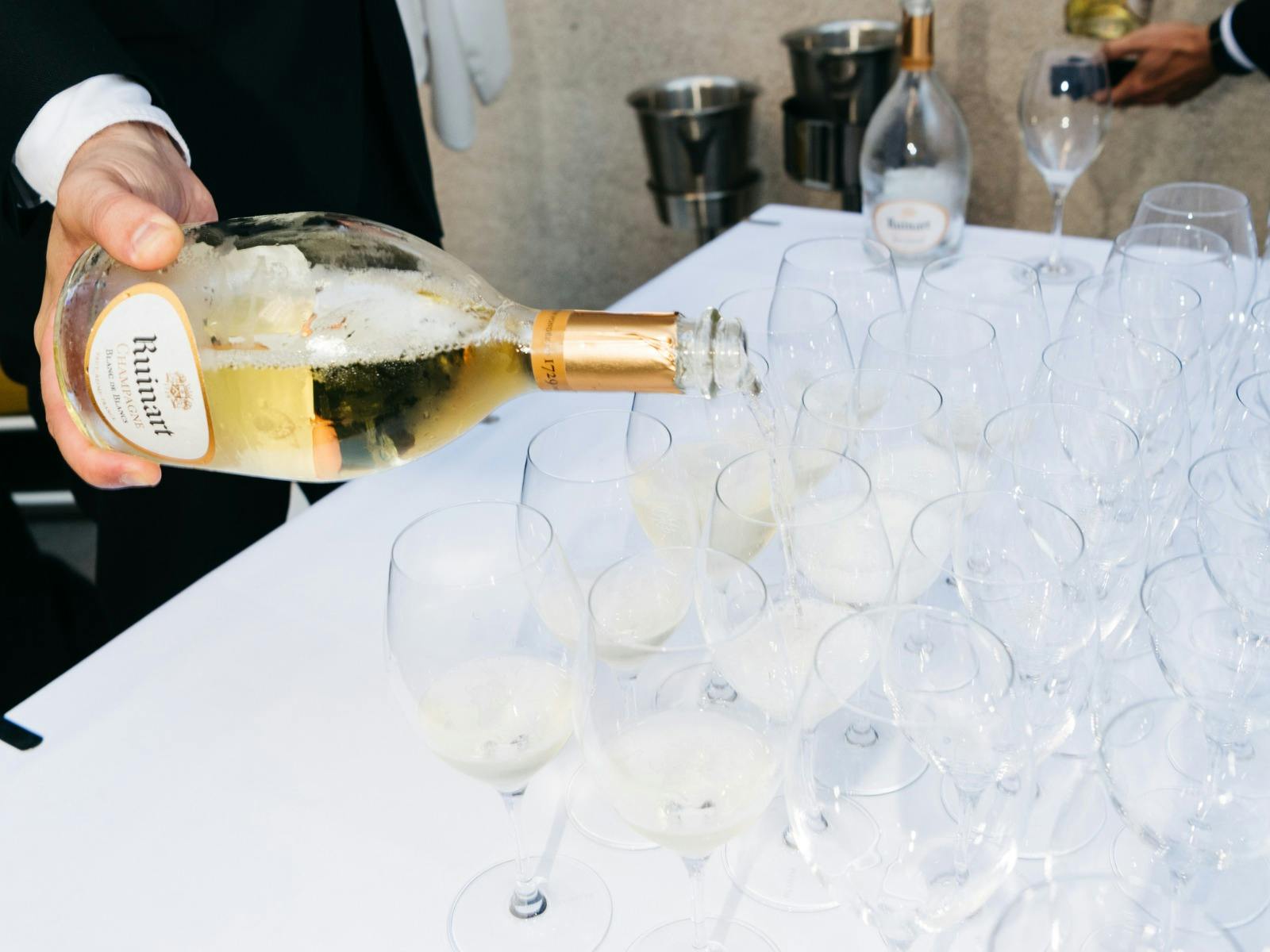 Ruinart champagne being poured
