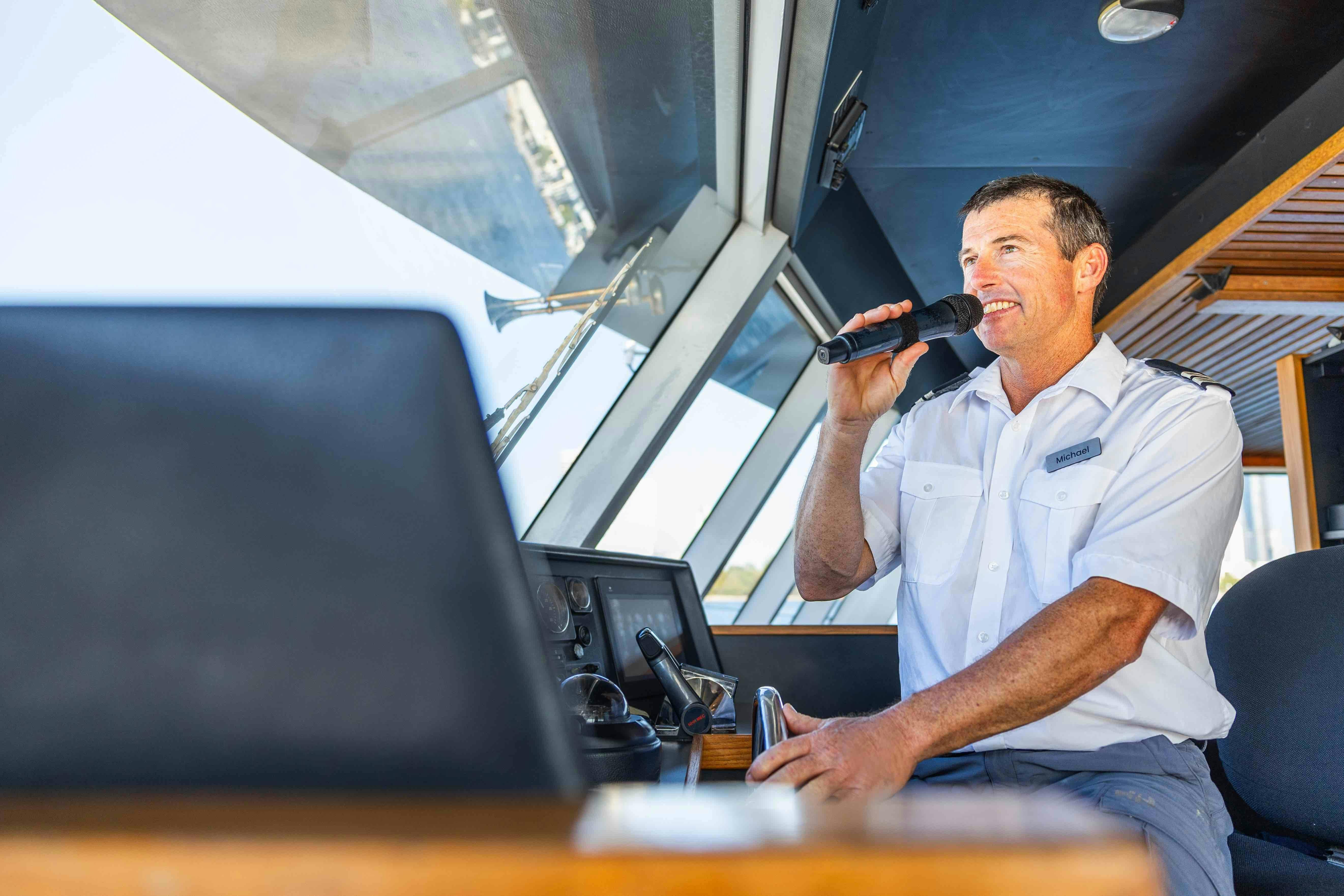 Experienced captain doing commentary on Spirit of Elston