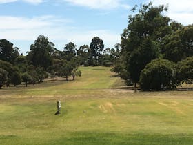 The first fairway of the golf course