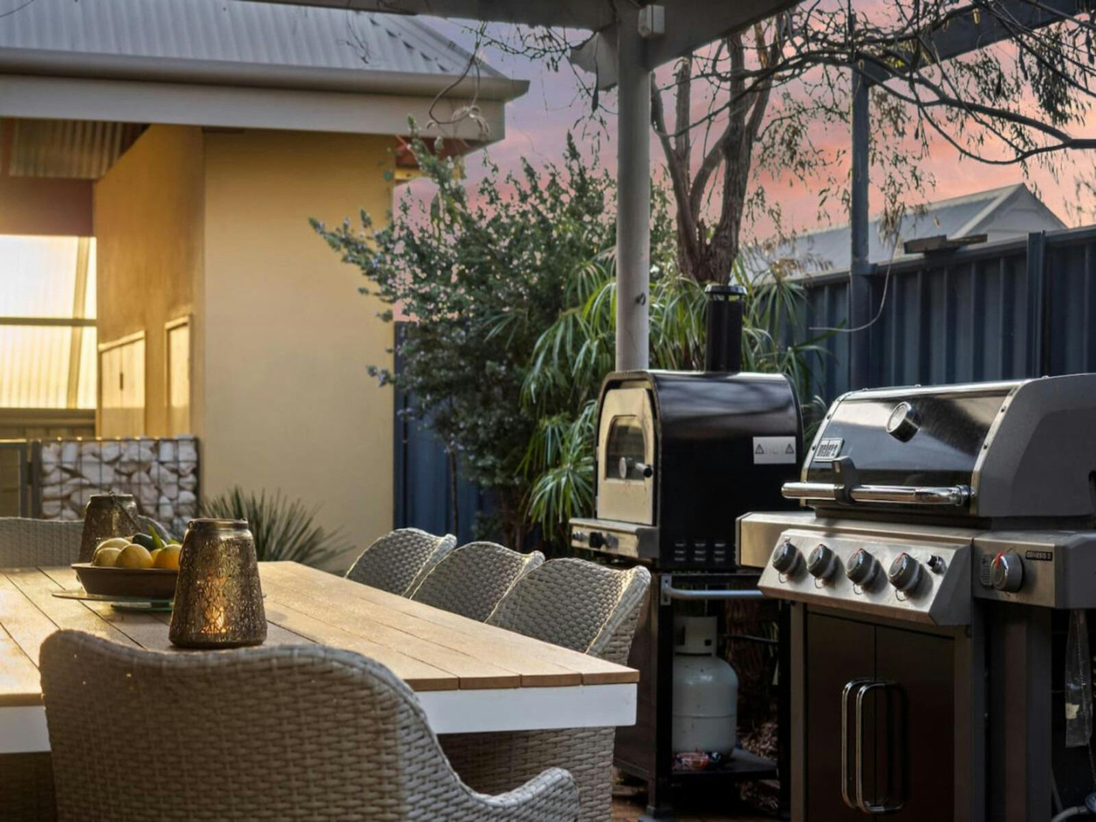 Outdoor seating area and Bbq grill