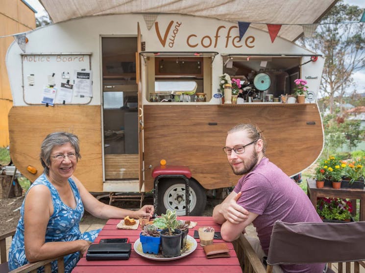 A vintage caravan in a lovely courtyard, Valiant Coffee