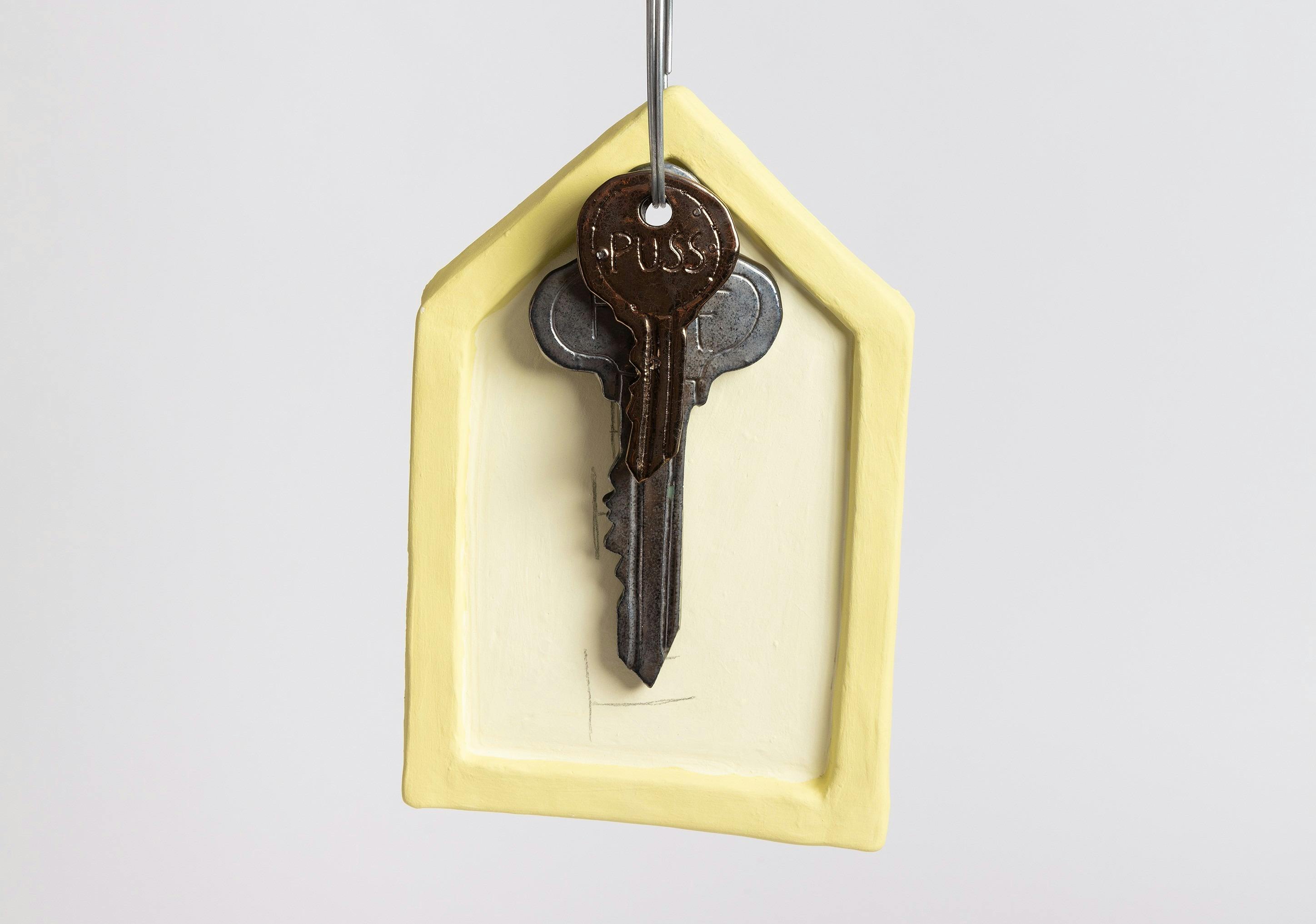 Ceramic plaque and metal  house keys