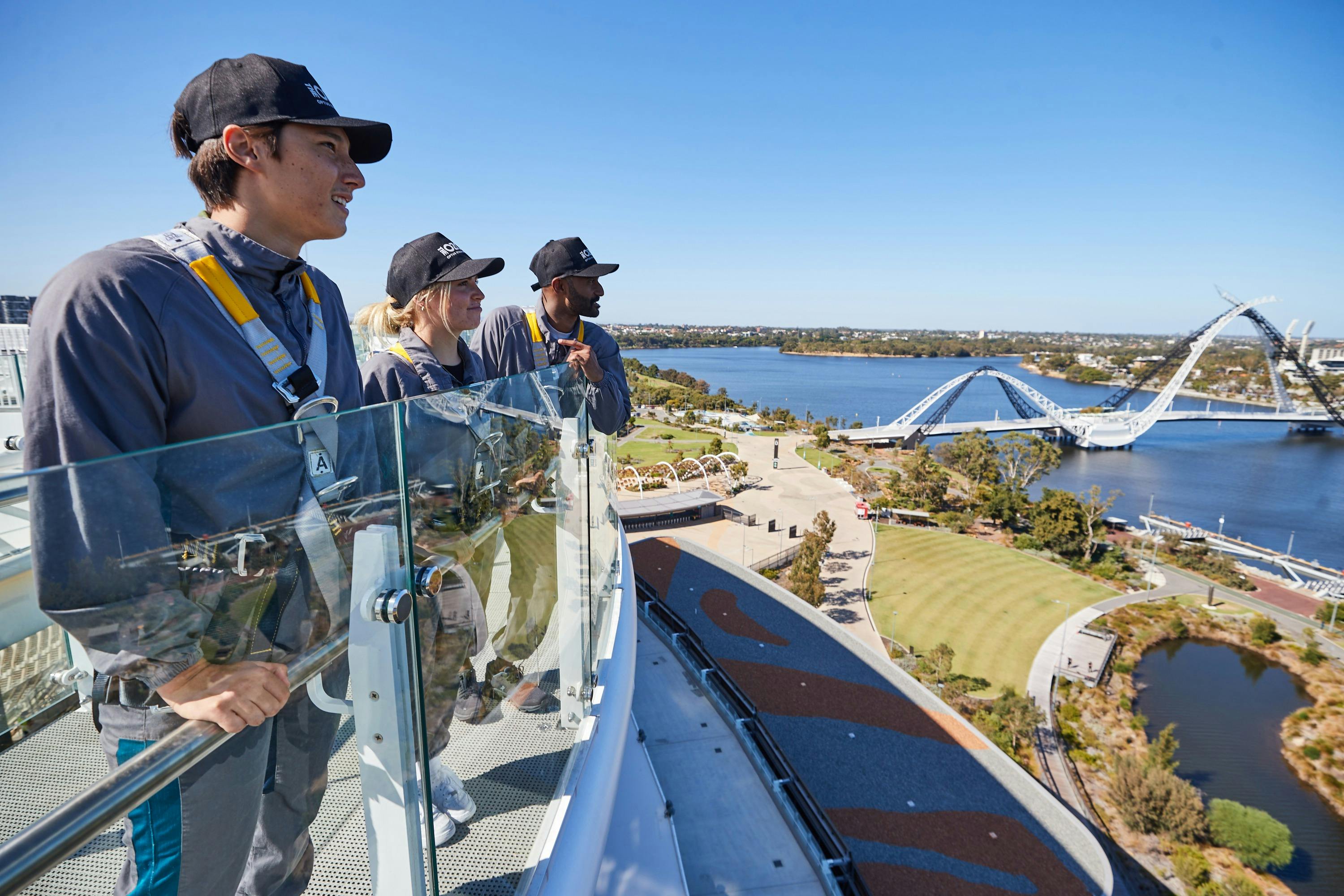 Patrons on HALO roof climb