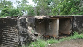 Deterioration of the concrete at one of the gun locations