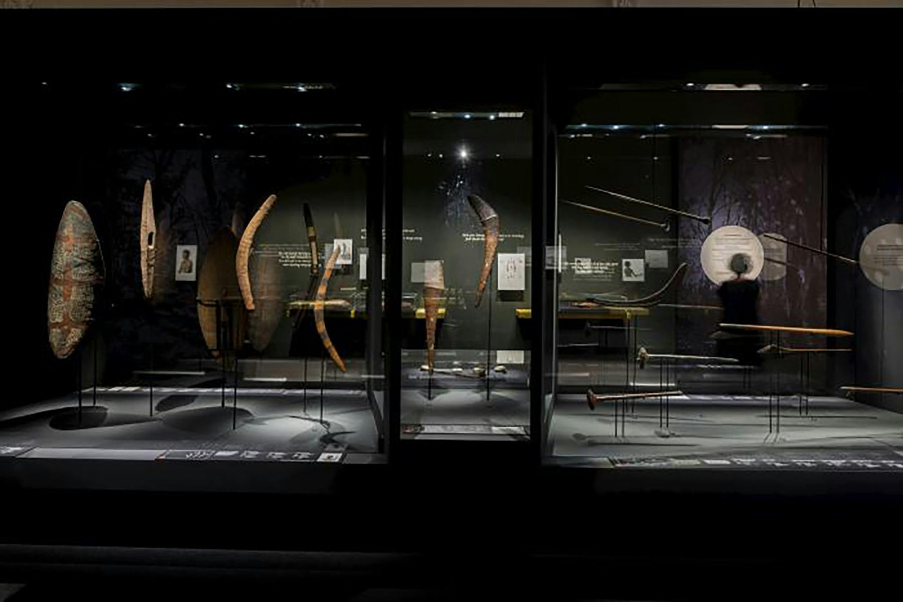 An exhibition space with Indigenous artifacts
