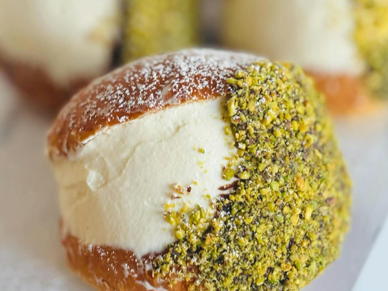 Pistachio cream sweet pastry