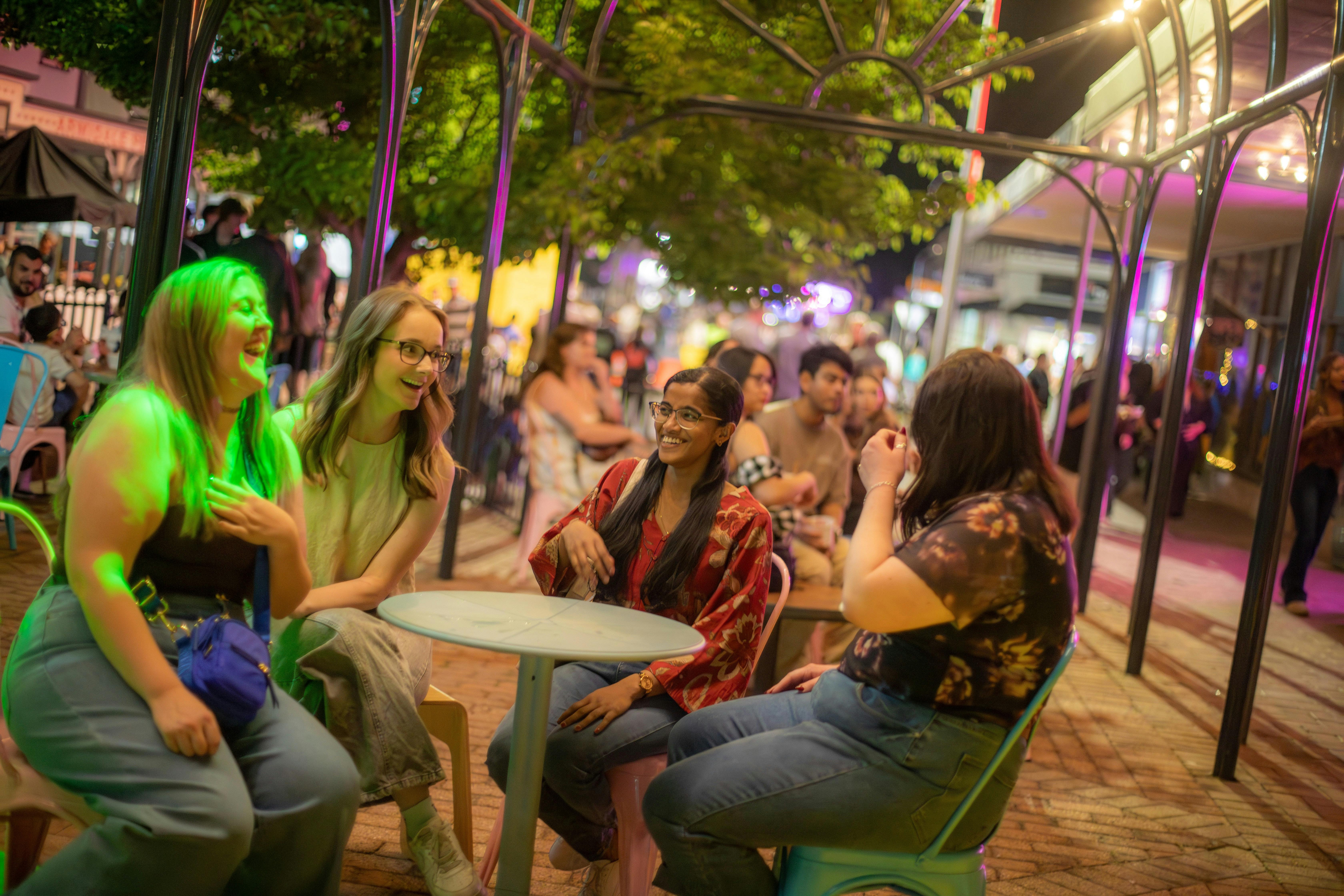 People sitting outside