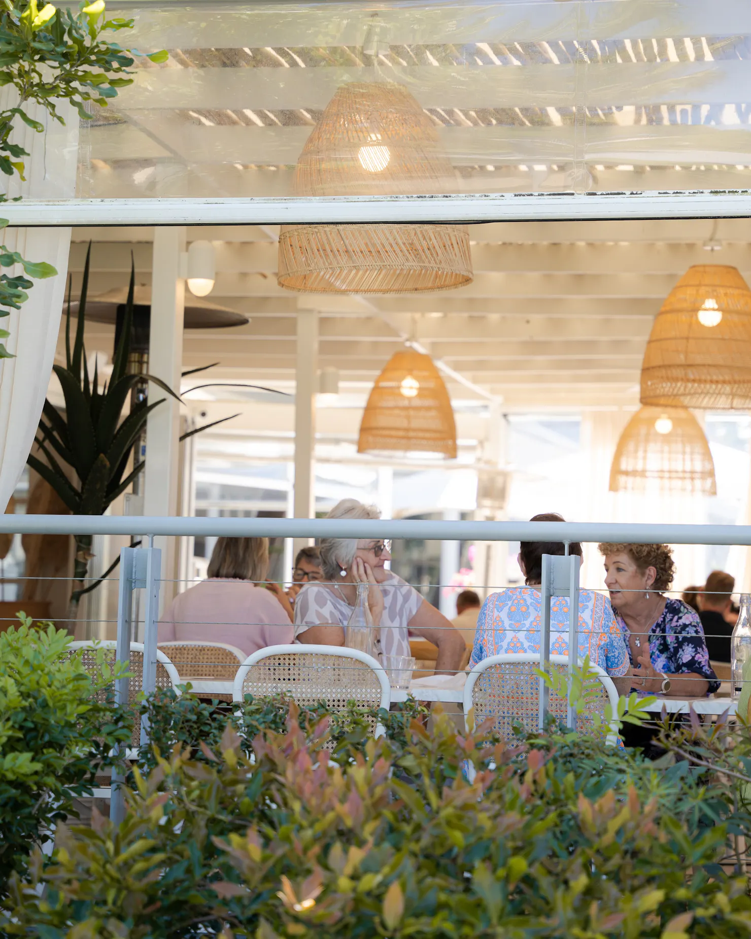 Outdoor Terrace, Light outdoor undercover area, with linen curtains and feature lights