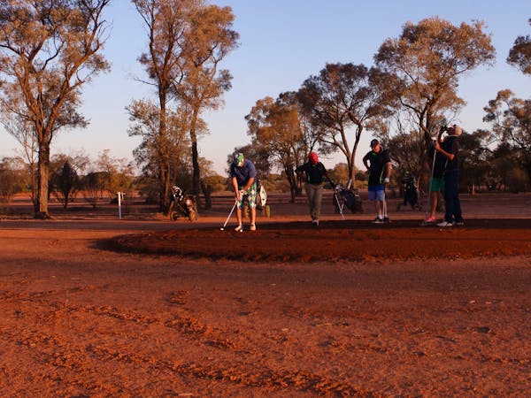 Teeing off at Quilpie Golf Club, Quilpie
