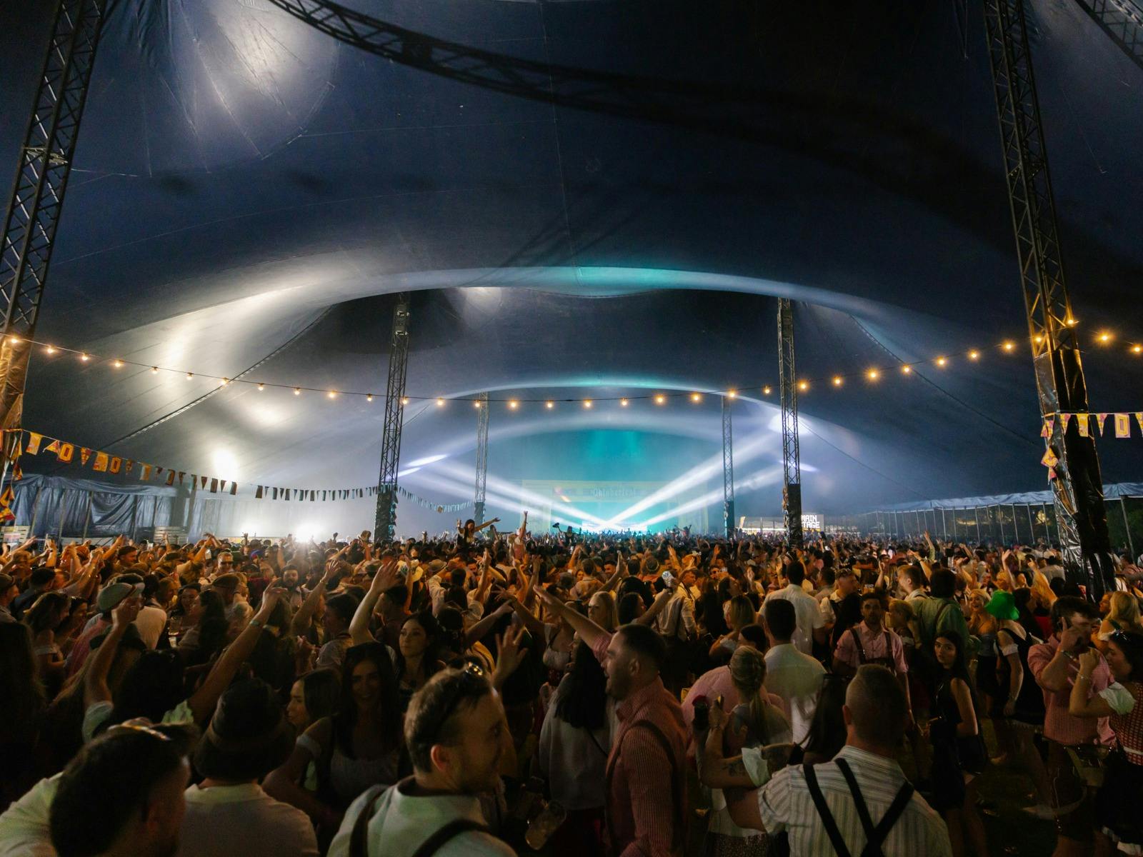 Festival tent and crowd