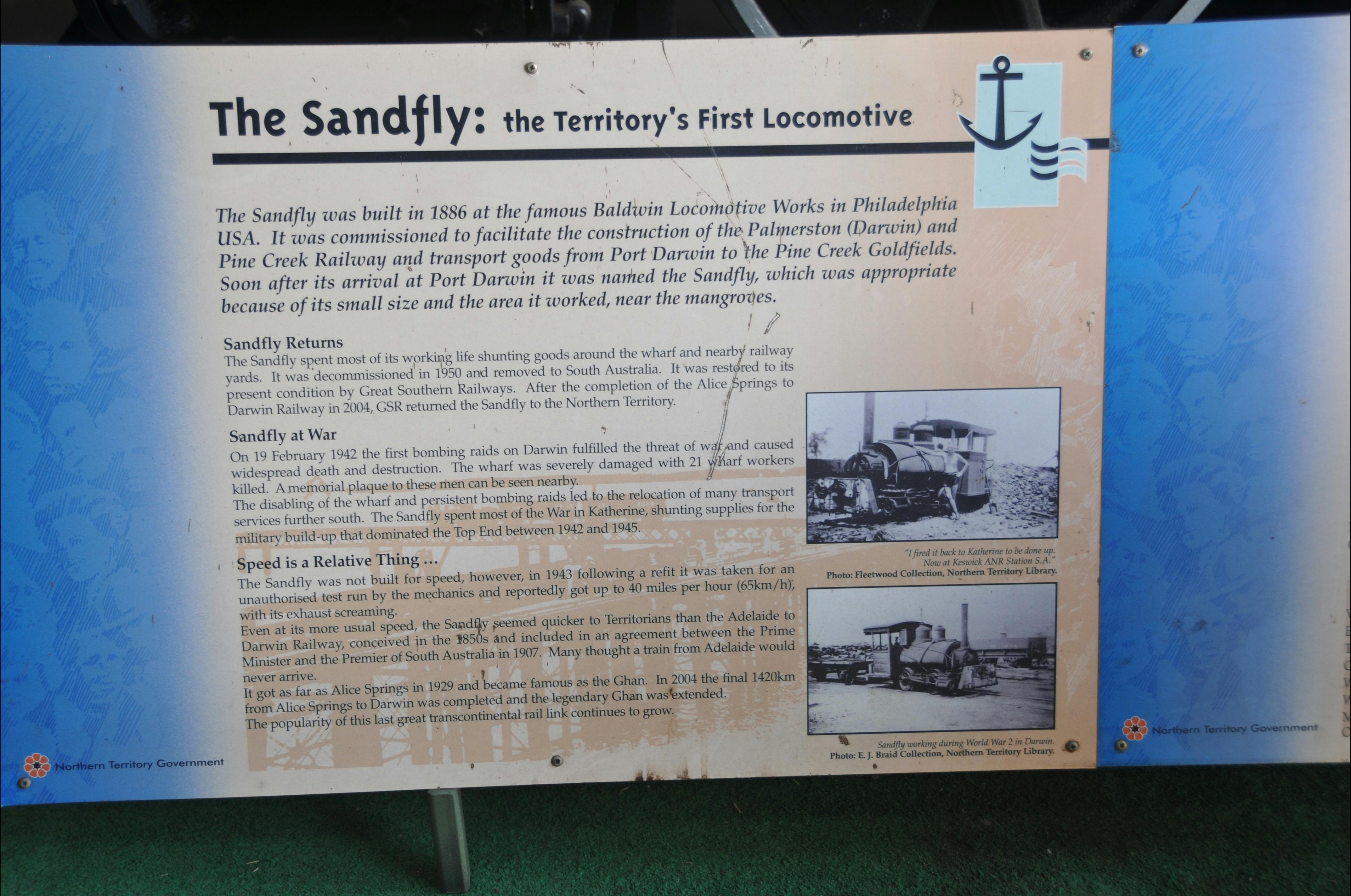 interpretative panel adjacent to the locomotive.