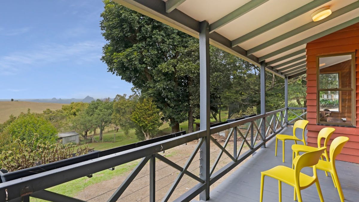 Balcony with views of the Glass House Mountains
