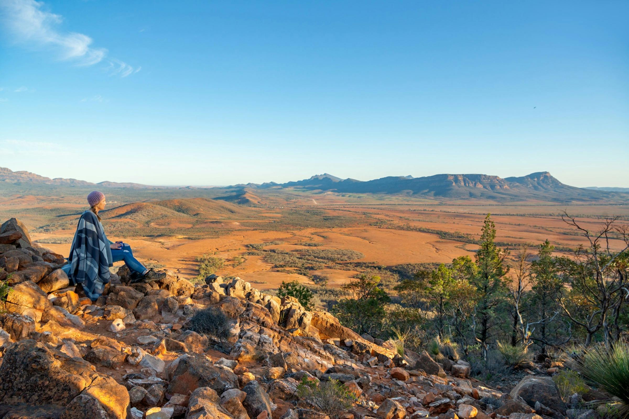 Enjoying morning coffee with views of Wilpena Pound from Chace Range