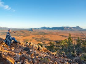 Enjoying morning coffee with views of Wilpena Pound from Chace Range