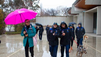 Local guide in Canberra walking with group
