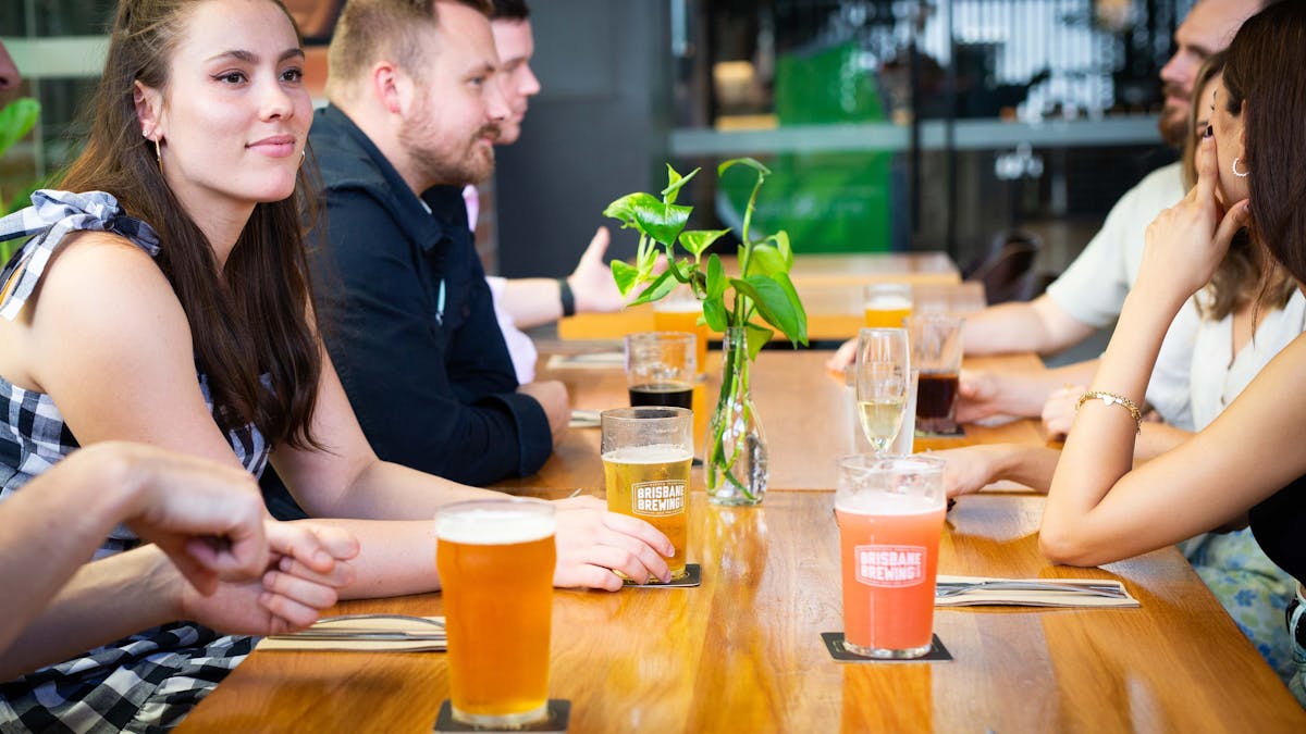A group enjoing their time in the beer garden