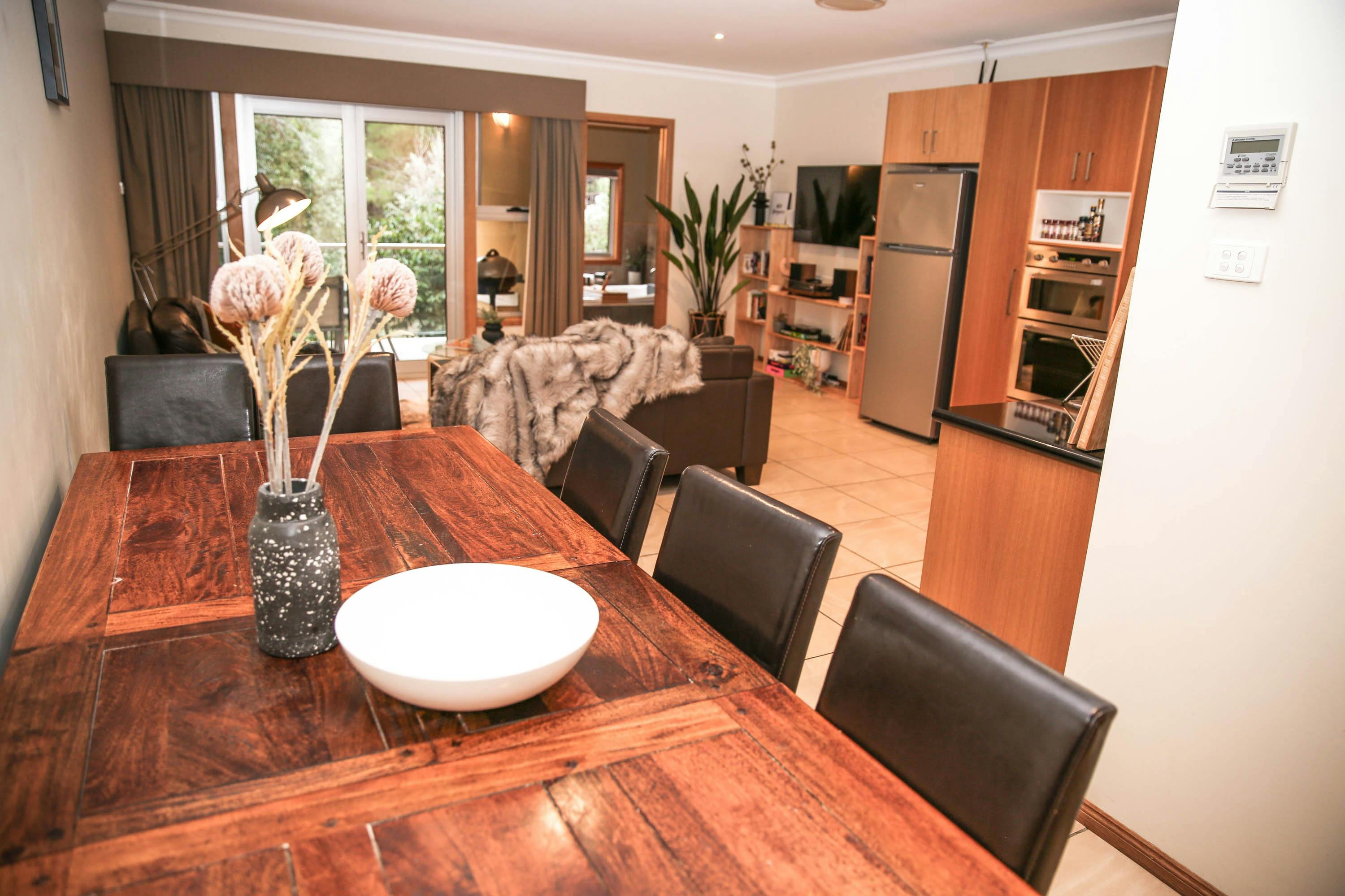 Dining area at The Outta Towner with Alpine Valley Getaways