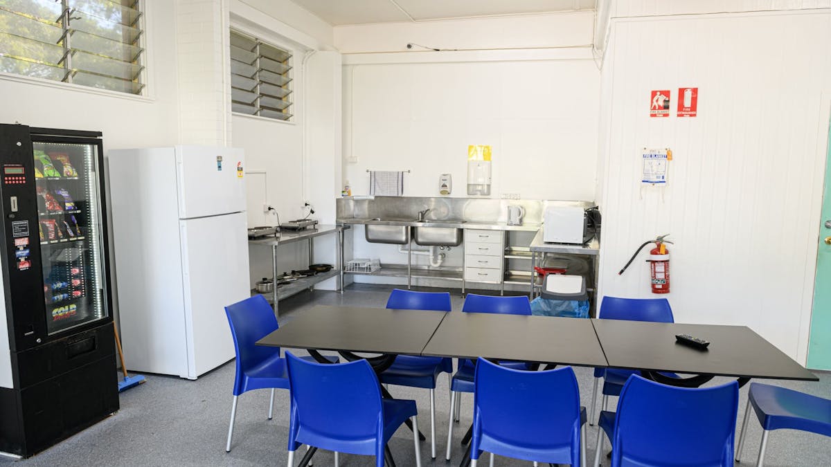 The camp kitchen has cooking facilities and vending machine.