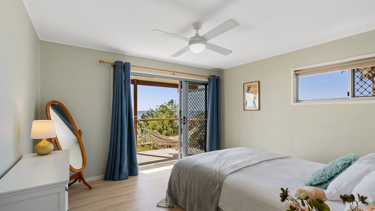 Bedroom with water views