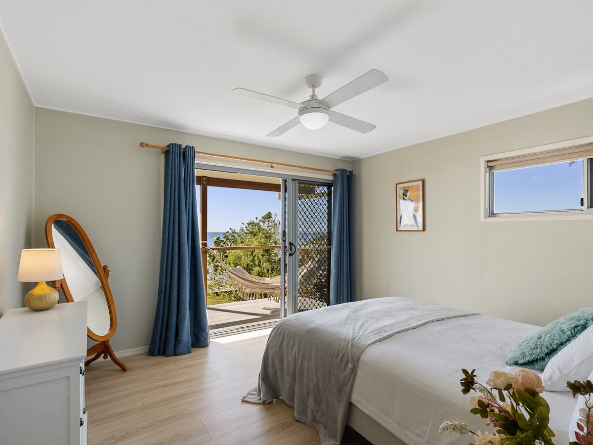 Bedroom with water views