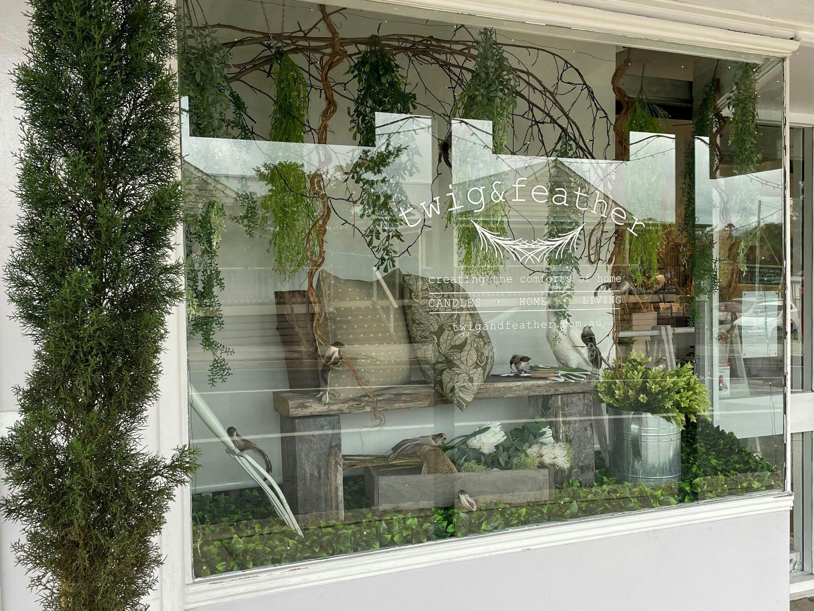 Twig and Feather Shop Front Window Display