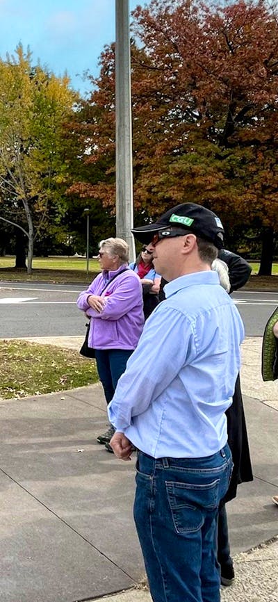 Walking tour observing sculptures of Curtin & Menzies in Barton