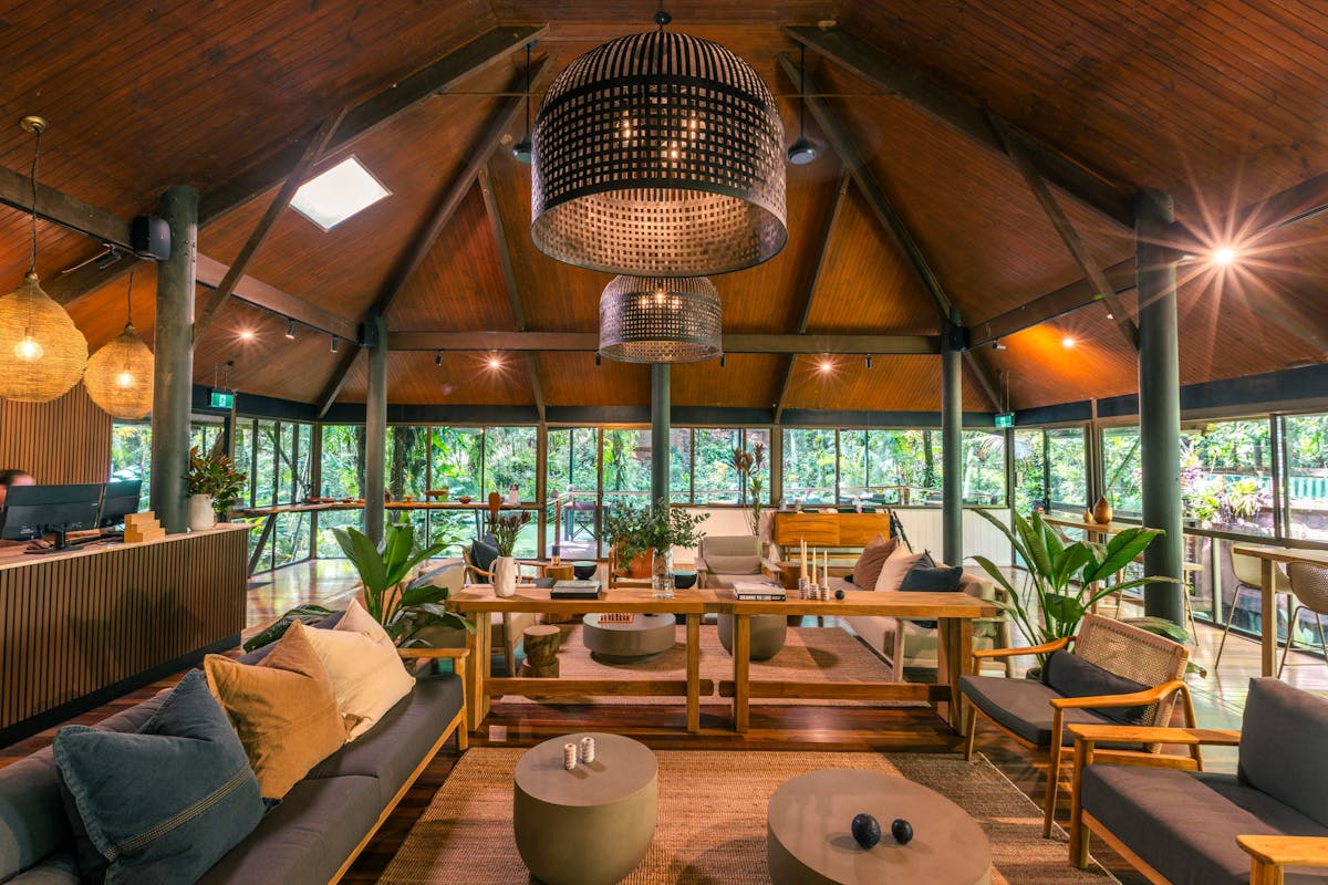 Daintree Ecolodge lounge area with reception and space for guests