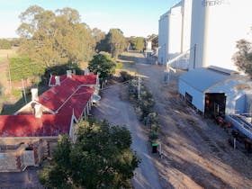 Aerial shot of the Museum, Goods Shed and Silos at Jamestown