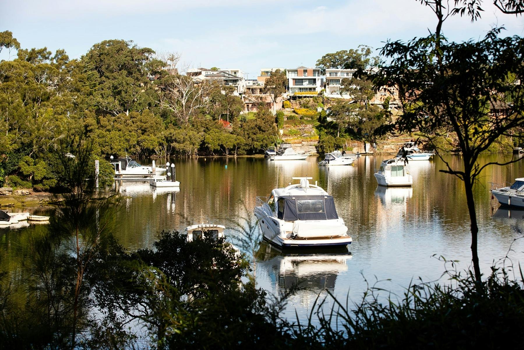 Moore Reserve lookout onto the Georges River features boats