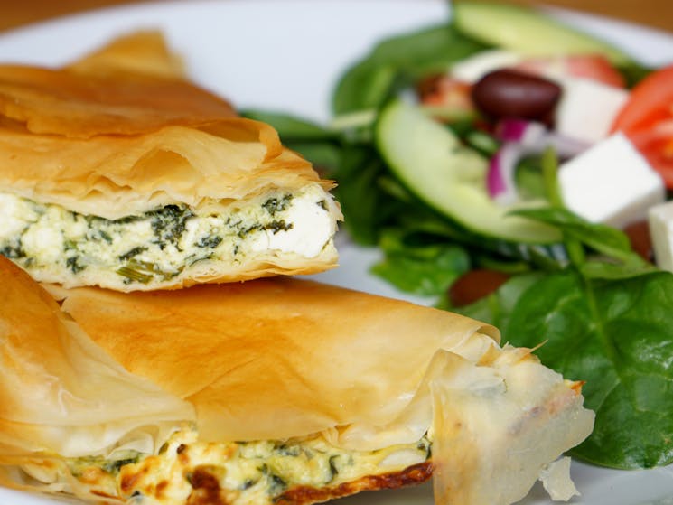 Spanakopita and salad