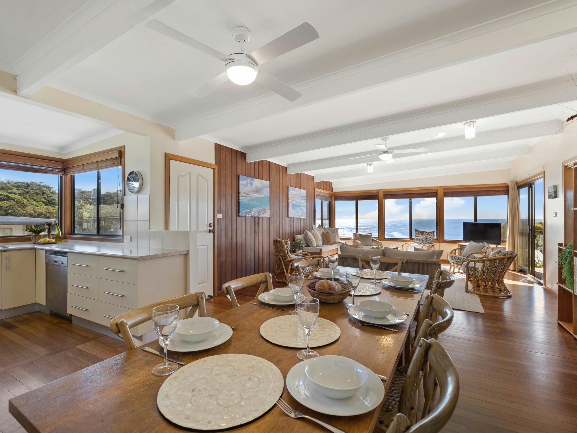 Kitchen, dining and living room