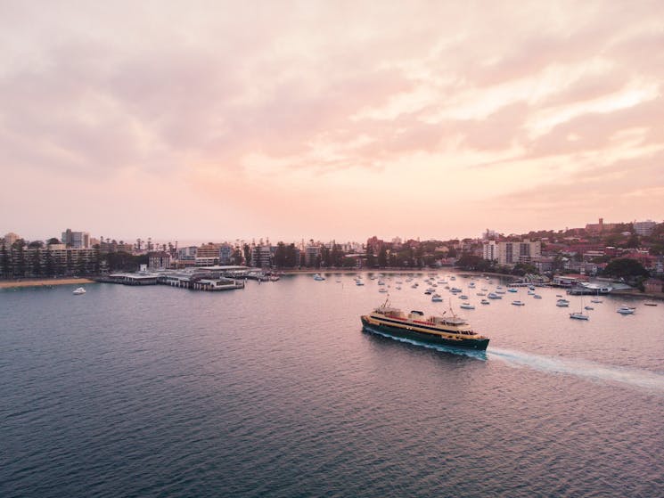 The Manly ferry service arriving at Manly Wharf