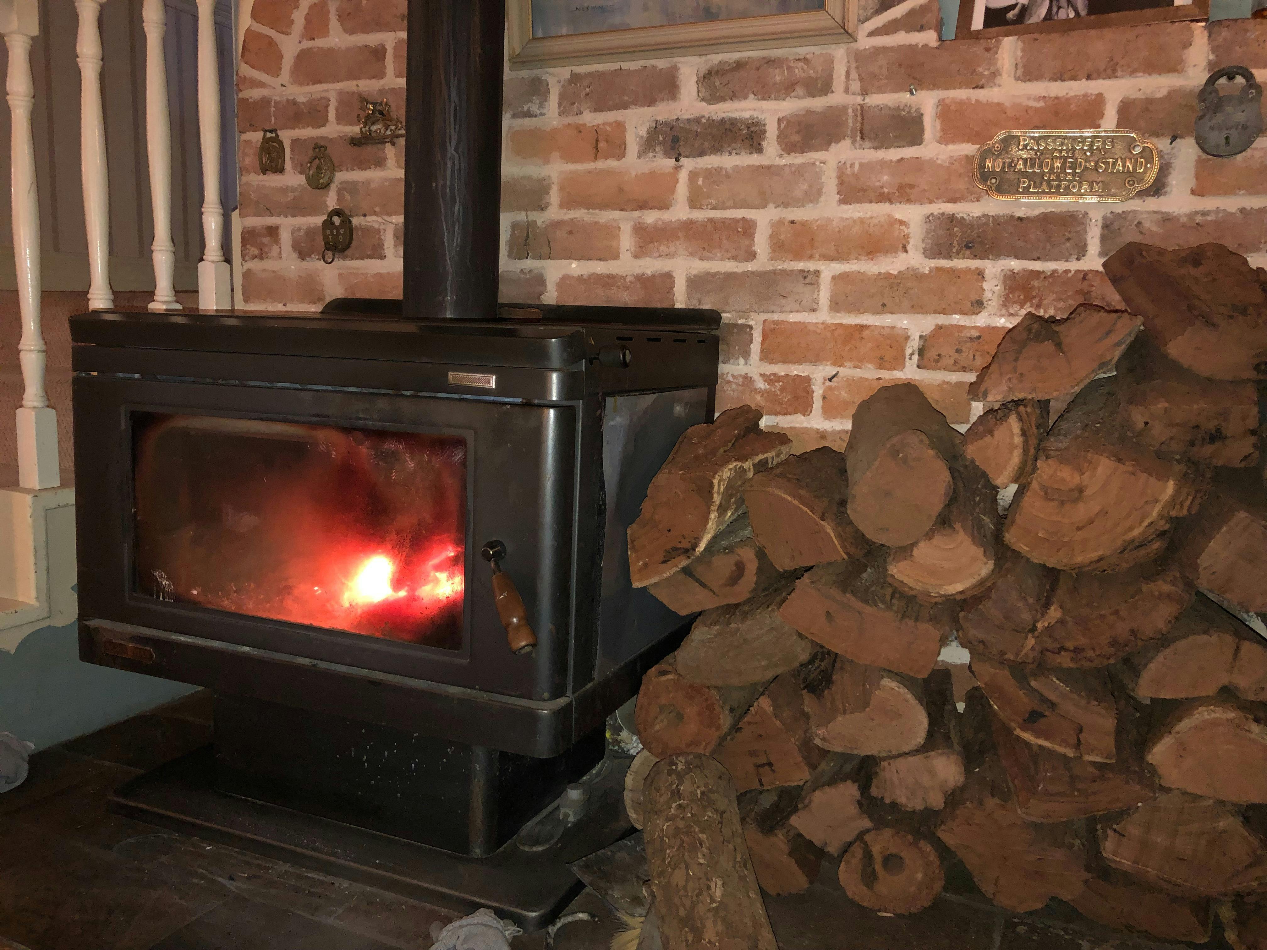 Fireplace with logs
