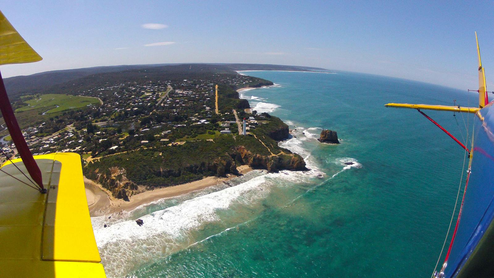 Flying past Aireys Inlet with Tiger Moth World