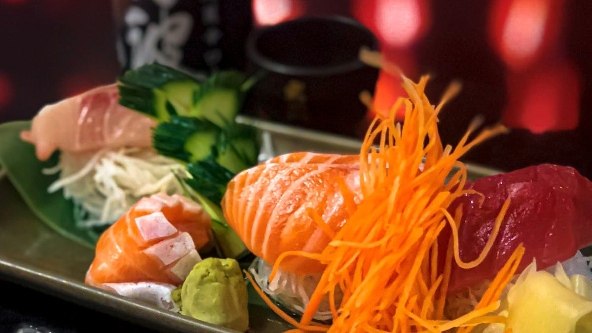 Assorted sashimi on plate