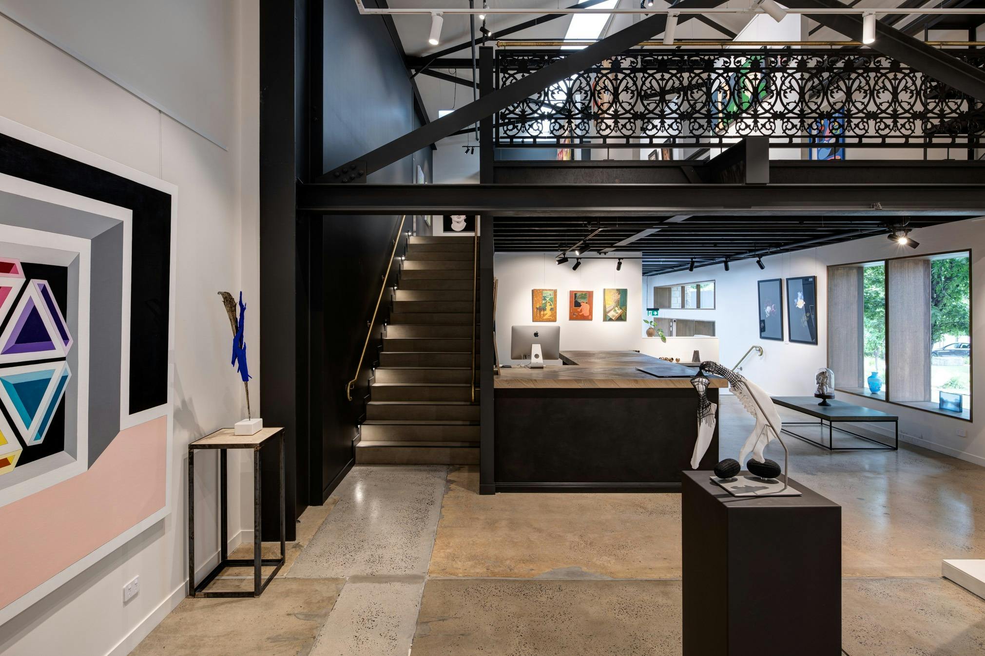 Gallery stairs and rail