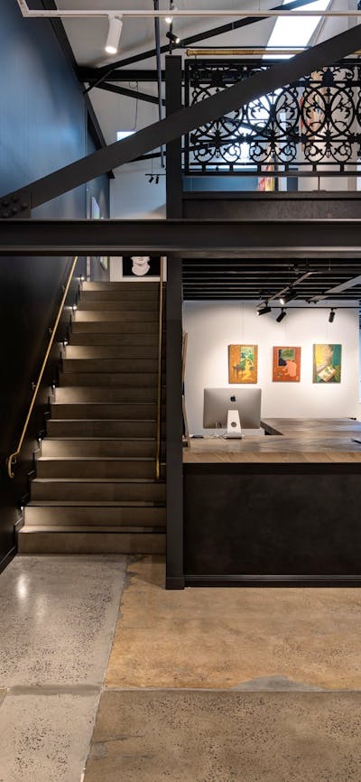 Gallery stairs and rail