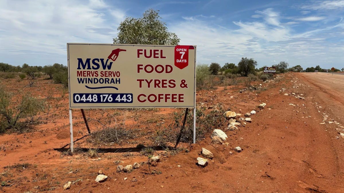 This is the sign you will see as you enter Windorah listing a small selection of what we offer This is the sign you will see as you enter Windorah listing a small selection of what we offer