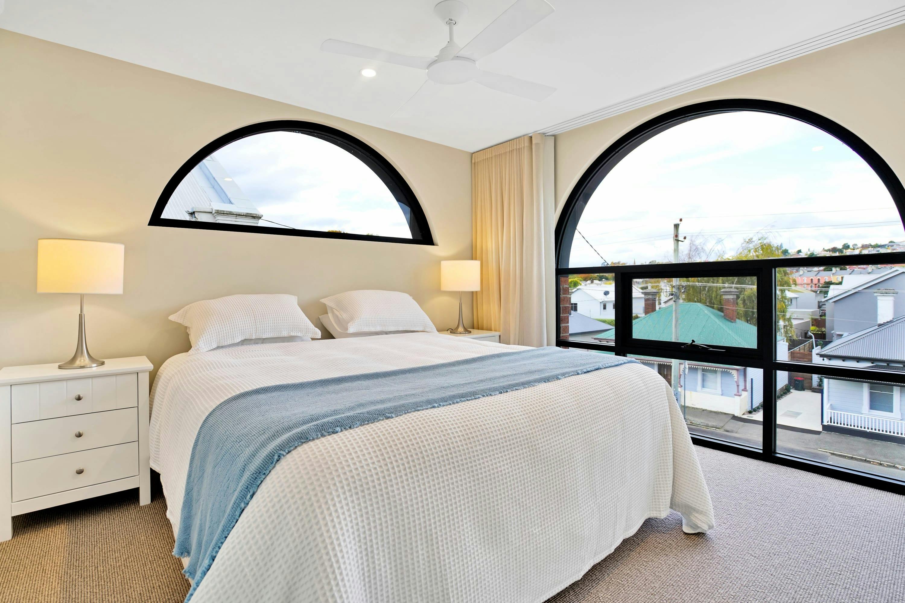 Spacious bedroom, beautiful view.