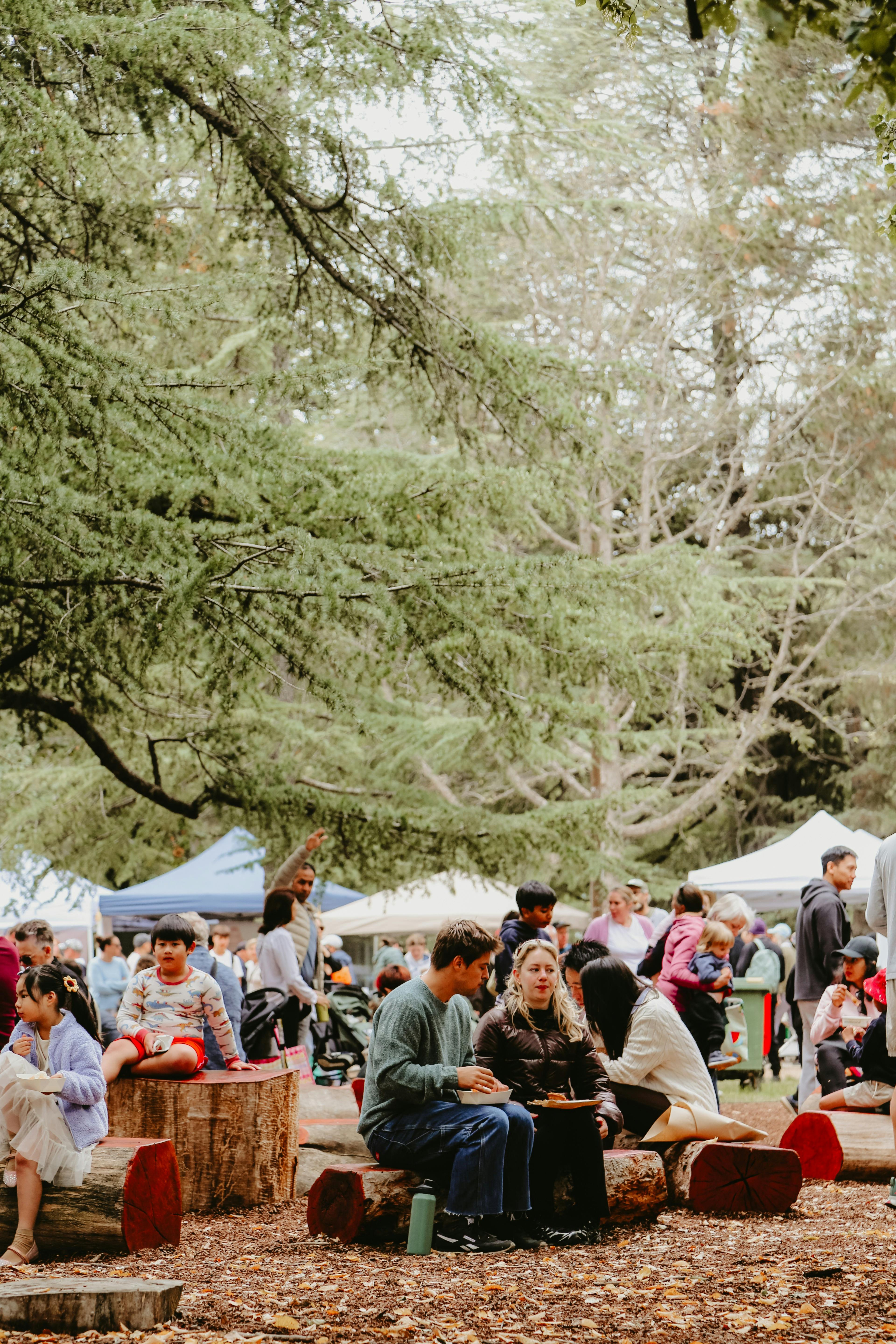 People sitting at the Haig Park Village Markets