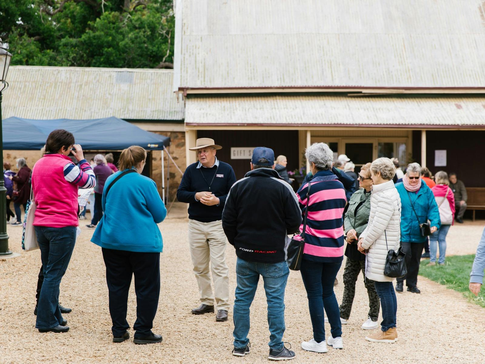 People gathered at Anlaby for a guided tour