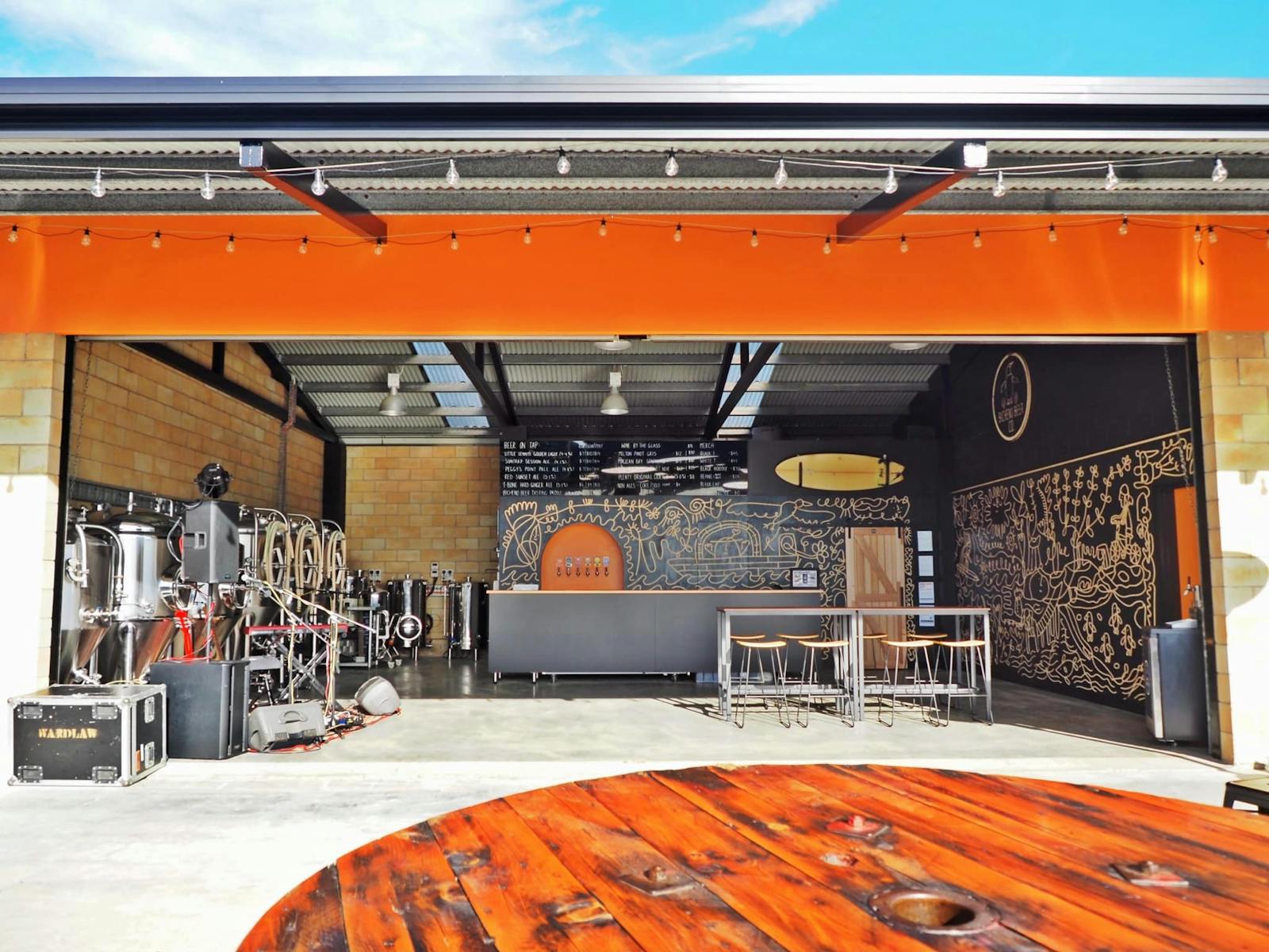 Inside outside seating sunny beer garden