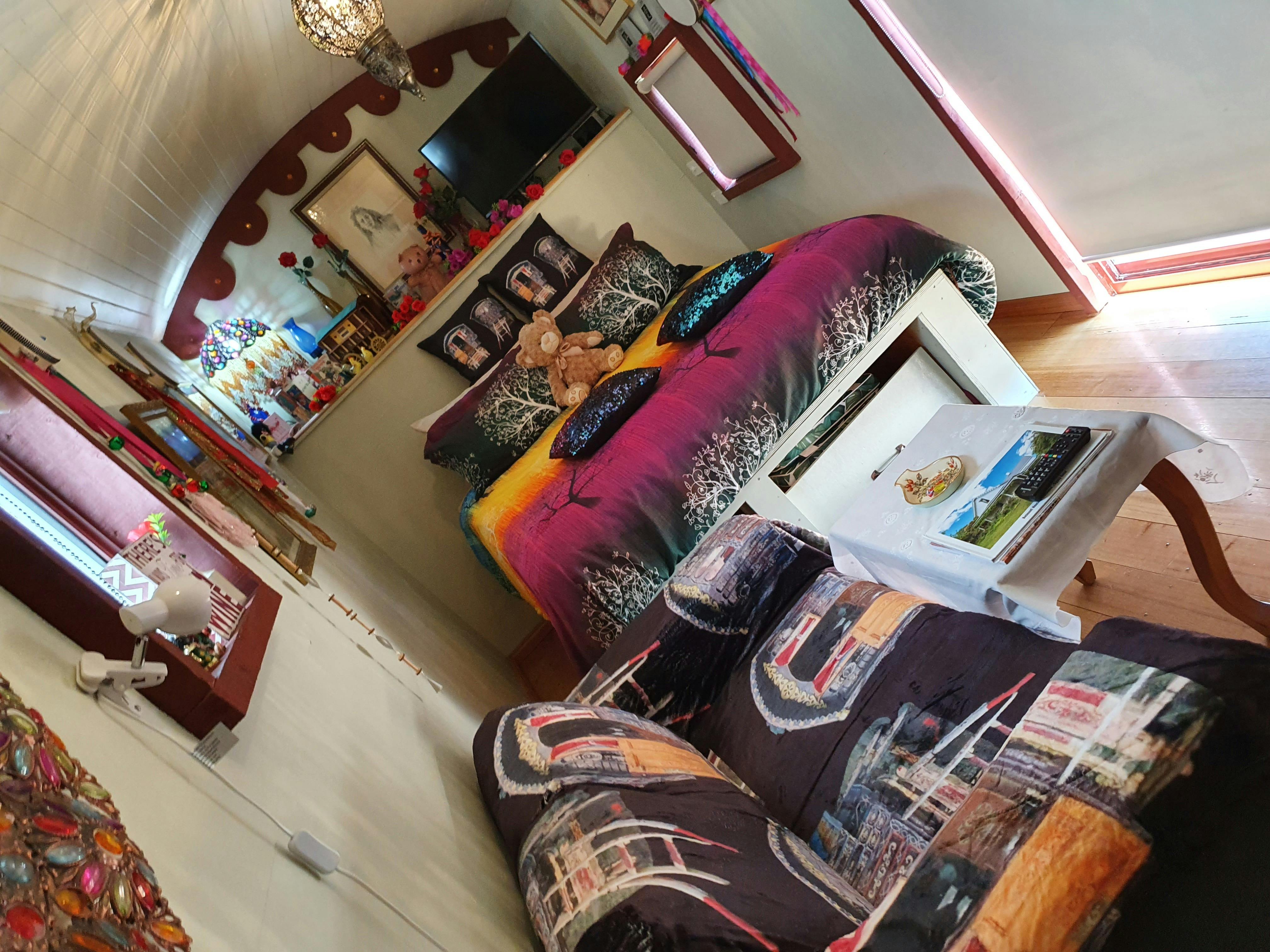 Gypsy Rose accmodation with a bohemian gypsy feel, own camp kitchen and chimmenya fire