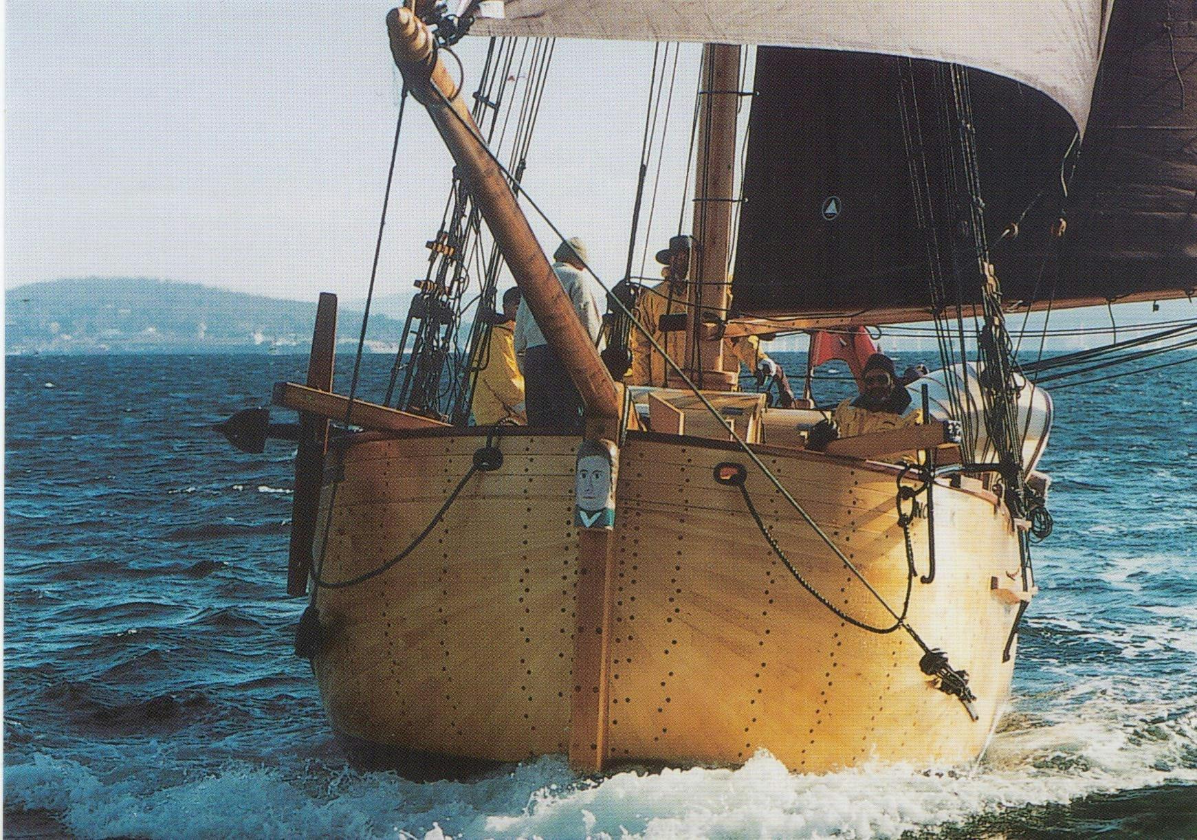 The Sloop Norfolk Replica sets sail from Hobart Town to George Town.
