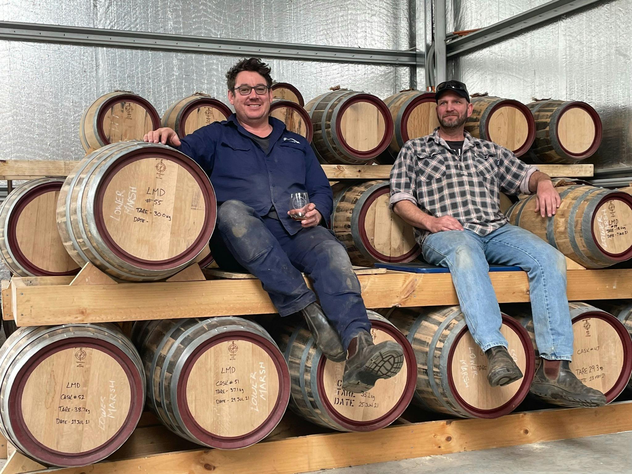 Corey and Steve on barrels
